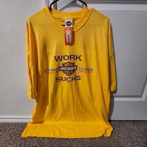 New 2007 Harley Davidson Mens 3XL Yellow Ride or Work Sucks T Shirt Route 66